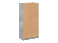 Aparador alto con puertas gris hormigón 68x37x142 cm madera de ingeniería