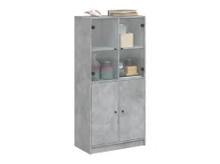 Aparador alto con puertas gris hormigón 68x37x142 cm madera de ingeniería
