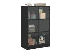 Aparador alto con puertas madera ingeniería negro 68x37x109 cm