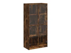 Aparador alto con puertas madera roble ahumado 68x37x142 cm ES294616