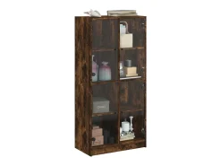 Aparador alto con puertas madera roble ahumado 68x37x142 cm ES294616