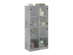 Aparador alto con puertas madera gris hormigón 68x37x142 cm