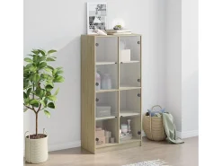 Aparador alto con puertas madera roble Sonoma 68x37x142 cm ES473119
