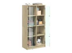Aparador alto con puertas madera roble Sonoma 68x37x142 cm ES473119