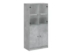 Aparador alto con puertas madera gris hormigón 68x37x142 cm