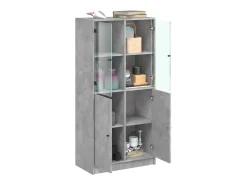 Aparador alto con puertas madera gris hormigón 68x37x142 cm