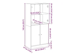 Aparador alto con puertas madera gris hormigón 68x37x142 cm