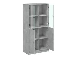 Aparador alto con puertas madera gris hormigón 68x37x142 cm