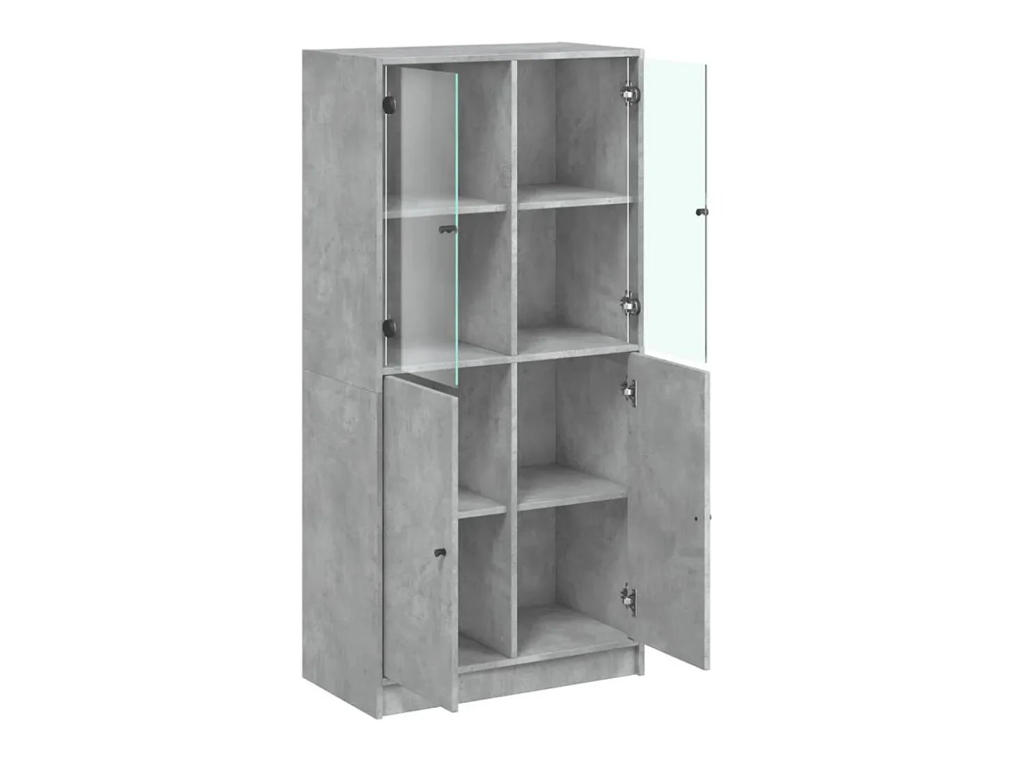 Aparador alto con puertas madera gris hormigón 68x37x142 cm