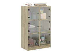 Aparador alto con puertas madera roble Sonoma 68x37x109 cm