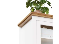 Aparador alto de cocina - 104 x 40 x 180 cm - con estantes regulables + LEDs + 5 puertas + 1 cajón - Metal + MDF - blanco