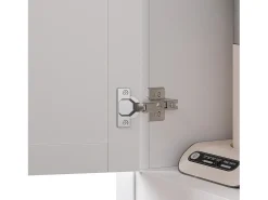 Aparador alto de cocina - 104 x 40 x 180 cm - con estantes regulables + LEDs + 5 puertas + 1 cajón - Metal + MDF - blanco
