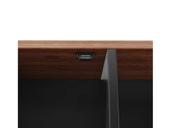 Aparador alto de cocina - 115 x 40 x 174,7 cm - con puertas correderas + cajones + LED - MDF + metal - negro