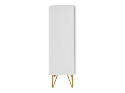 Aparador alto de diseño con 4 puertas y grabados de metal blanco mate y dorado 86 cm OZEN