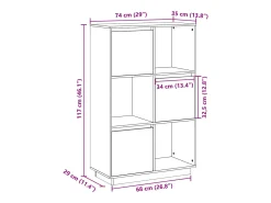 Aparador alto de madera maciza de pino 74x35x117 cm
