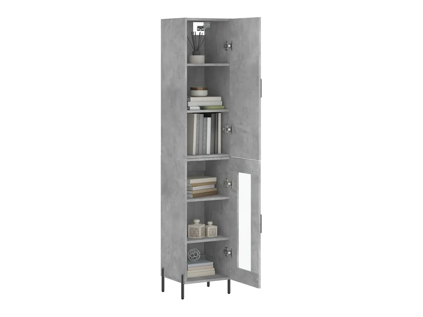 Aparador alto Gris hormigón 34,5x34x180 cm Madera de ingeniería