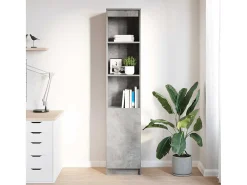 Aparador alto gris hormigón 37,5x35x180 cm madera de ingeniería
