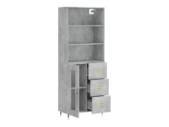 Aparador alto Gris hormigón 69,5x34x180 cm Madera de ingeniería