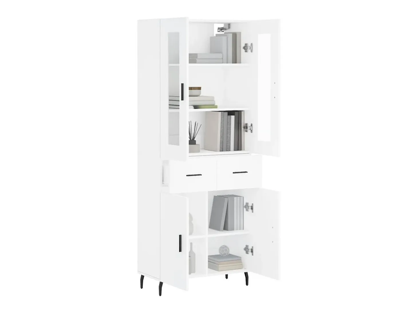 Aparador alto madera contrachapada blanco 69,5x34x180 cm ES87037