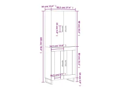 Aparador alto madera contrachapada blanco 69,5x34x180 cm