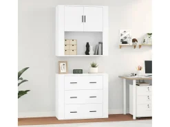 Aparador alto madera contrachapada blanco ES197036