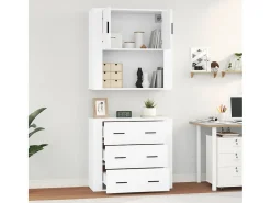 Aparador alto madera contrachapada blanco ES197036