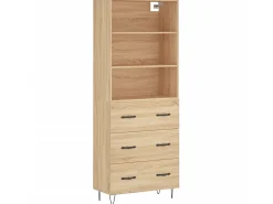 Aparador alto madera contrachapada color roble 69,5x34x180 cm ES19712
