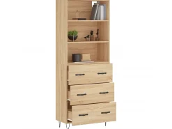 Aparador alto madera contrachapada color roble 69,5x34x180 cm ES19712