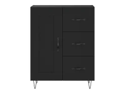Aparador alto madera contrachapada negro 69,5x34x180 cm