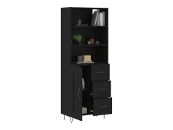 Aparador alto madera contrachapada negro 69,5x34x180 cm