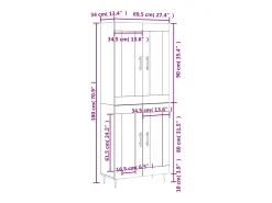 Aparador alto madera contrachapada blanco 69,5x34x180 cm