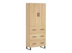 Aparador alto madera contrachapada color roble 69,5x34x180 cm
