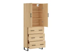 Aparador alto madera contrachapada color roble 69,5x34x180 cm