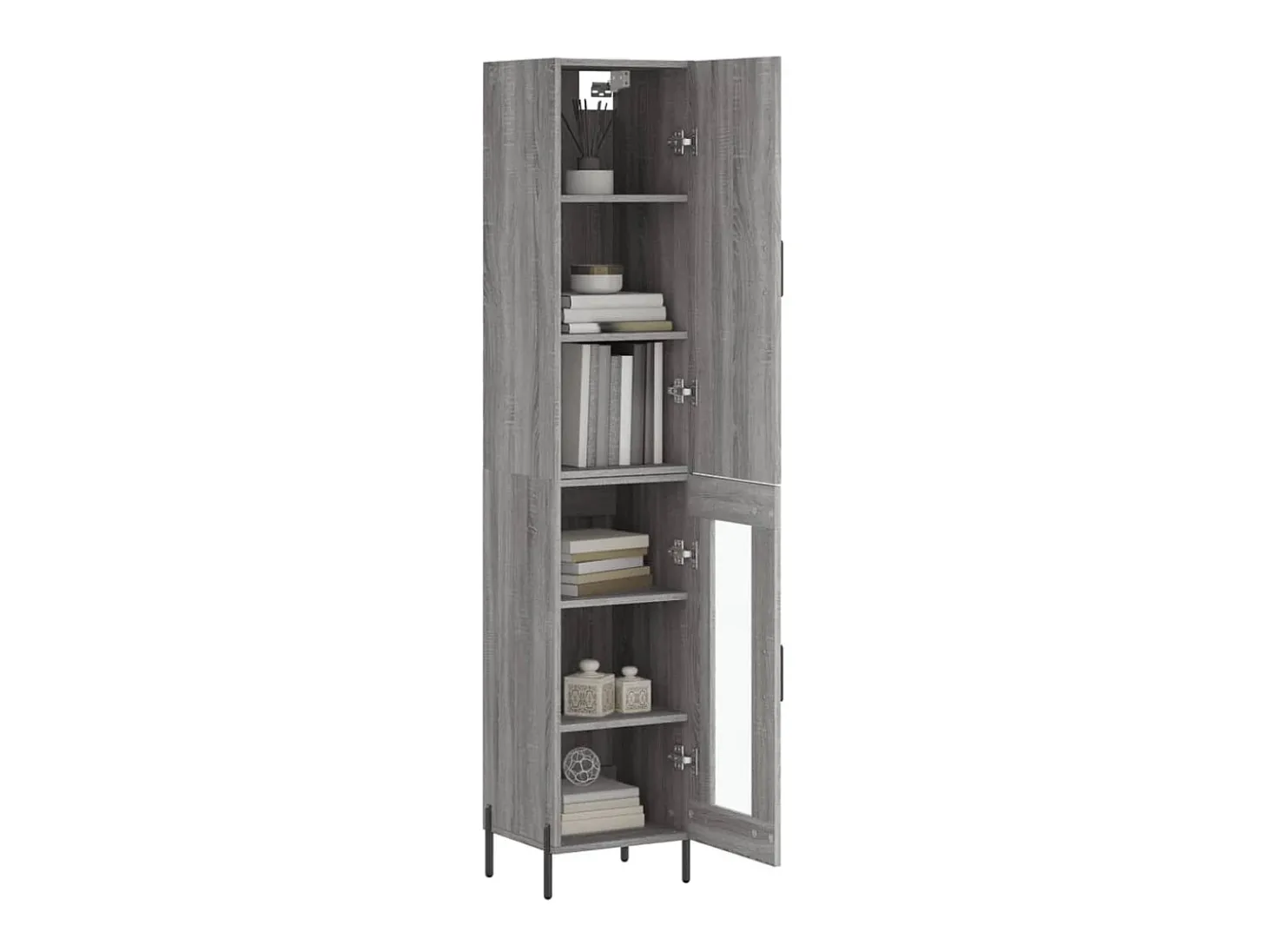 Aparador alto madera contrachapada gris Sonoma 34,5x34x180 cm ES88944