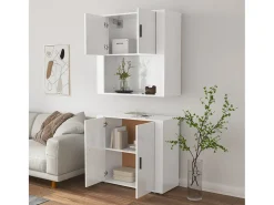Aparador alto madera contrachapada blanco ES515918