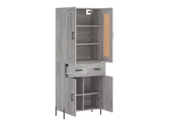 Aparador alto madera contrachapada gris sonoma 69,5x34x180 cm