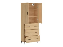 Aparador alto madera contrachapada color roble 69,5x34x180 cm