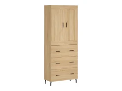 Aparador alto madera contrachapada color roble 69,5x34x180 cm