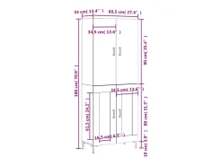 Aparador alto madera contrachapada color roble 69,5x34x180 cm