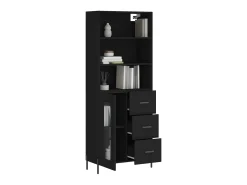 Aparador alto madera contrachapada negro 69,5x34x180 cm ES537977
