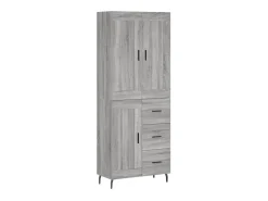 Aparador alto madera contrachapada gris sonoma 69,5x34x180 cm