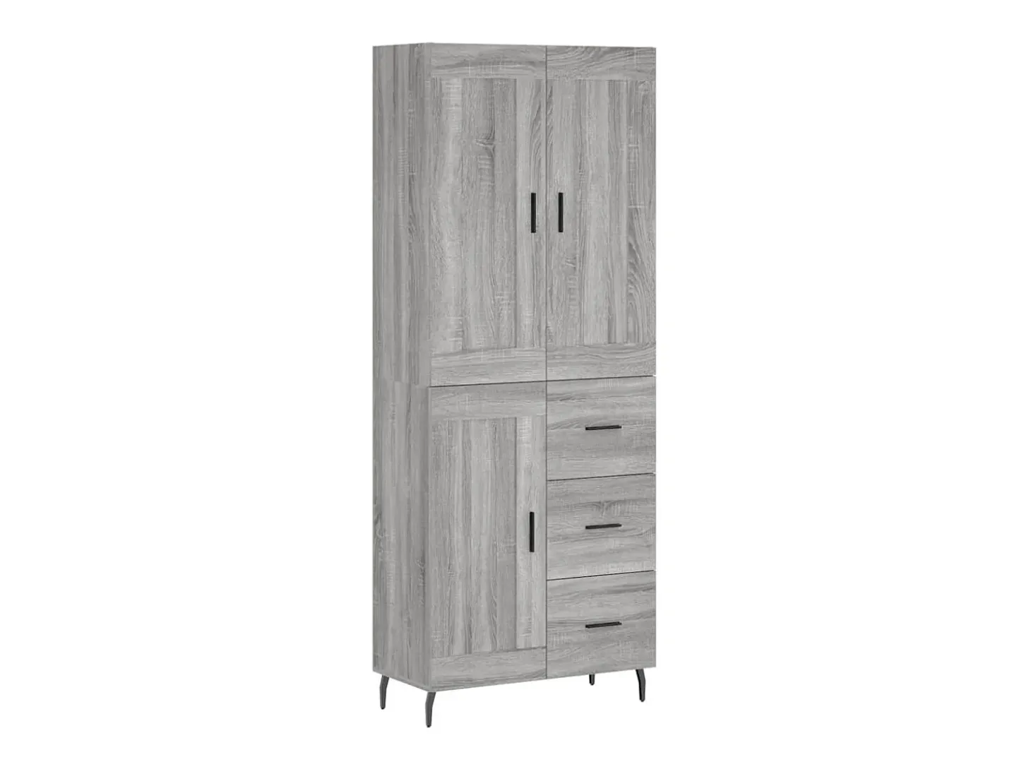 Aparador alto madera contrachapada gris sonoma 69,5x34x180 cm