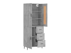 Aparador alto madera contrachapada gris hormigón 69,5x34x180 cm ES26308