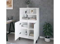 Aparador alto madera contrachapada blanco 60x36x110 cm