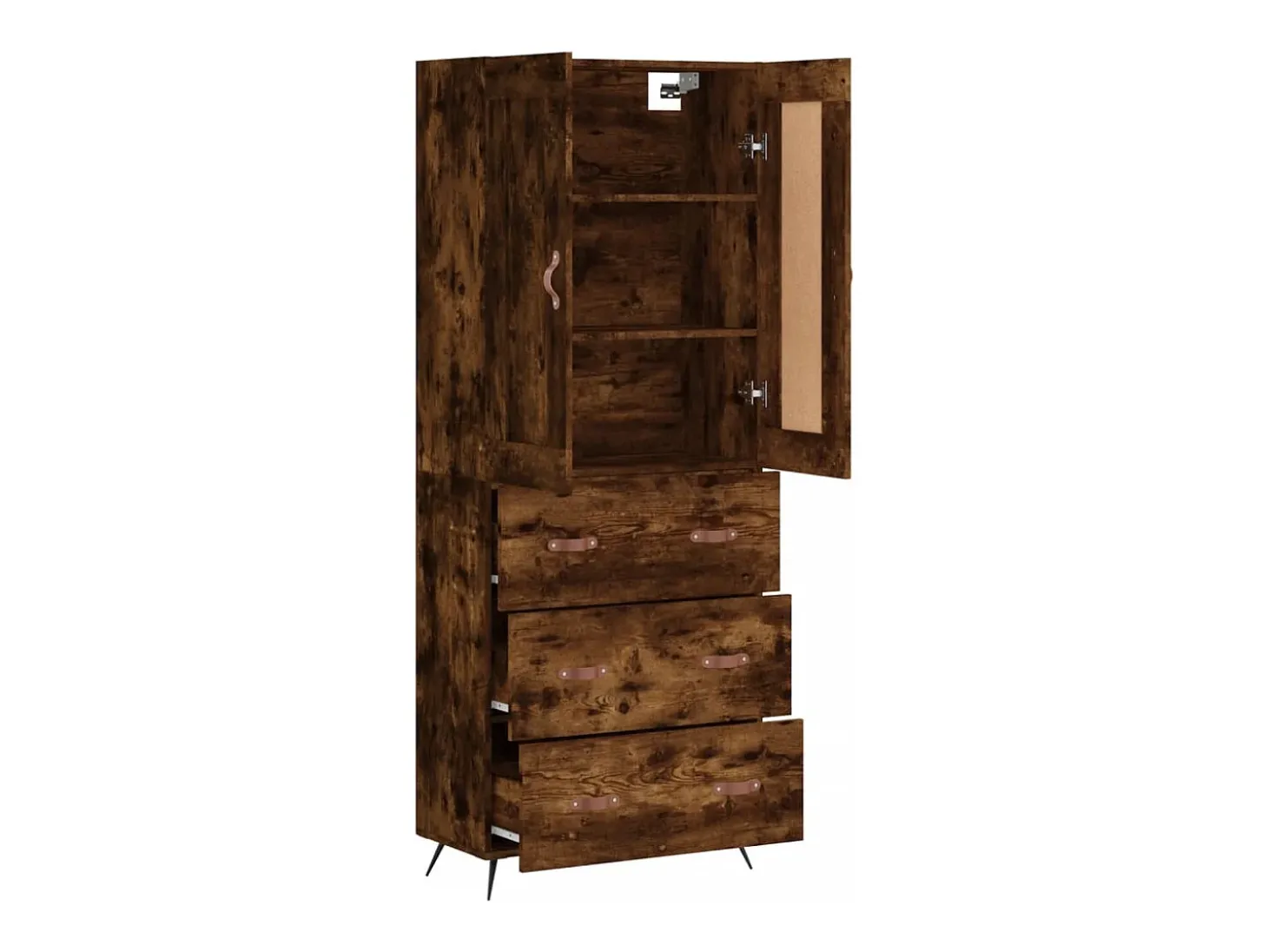 Aparador alto madera contrachapada roble ahumado 69,5x34x180 cm