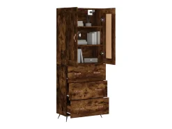 Aparador alto madera contrachapada roble ahumado 69,5x34x180 cm