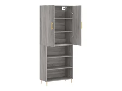 Aparador alto madera contrachapada gris sonoma 69,5x34x180 cm