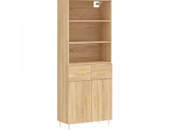 Aparador alto madera contrachapada color roble 69,5x34x180 cm ES52316