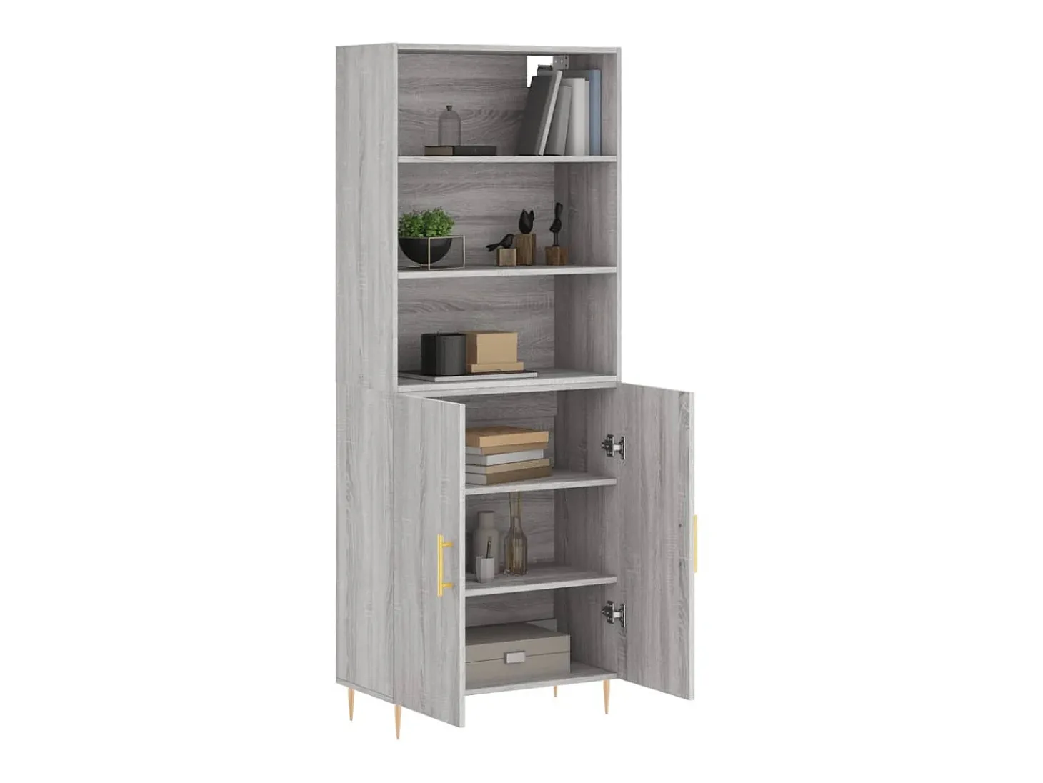 Aparador alto madera contrachapada gris sonoma 69,5x34x180 cm ES56430