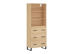 Aparador alto madera contrachapada color roble 69,5x34x180 cm ES69204